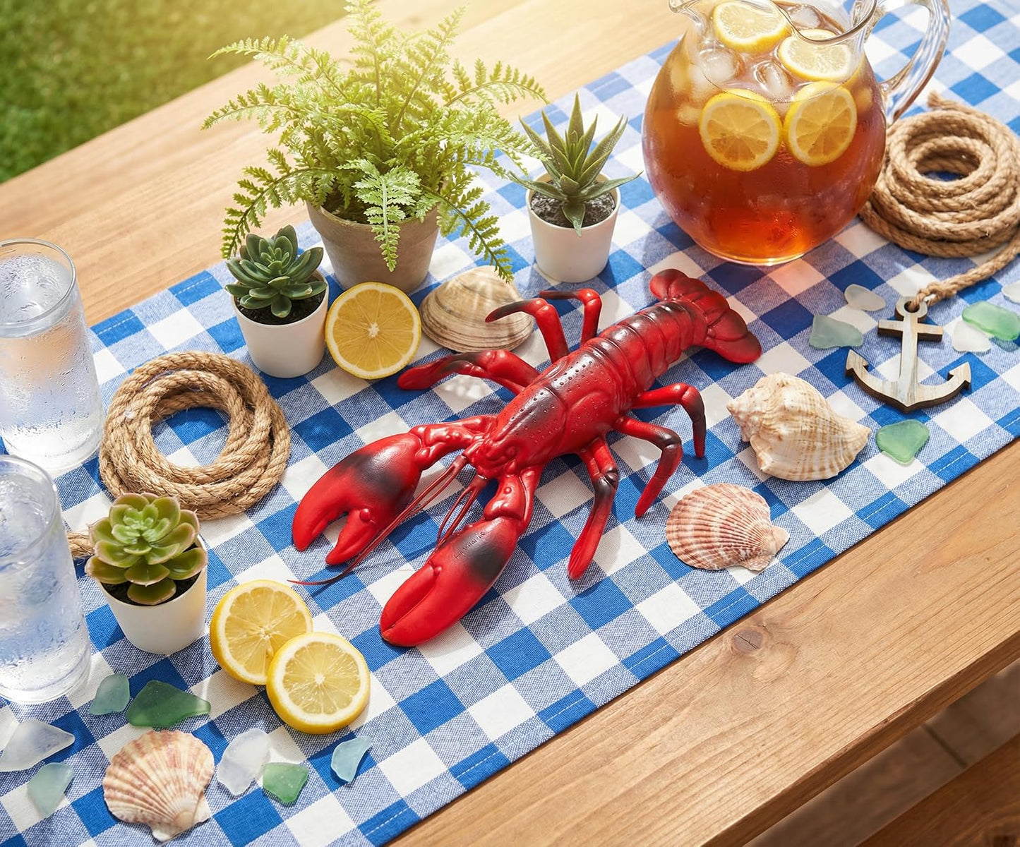 (11") (1) Realistic Red Maine Lobster Plastic Prop for Dinner Party Birthday Oceanic Decoration Fish Net Crab Sea Ocean