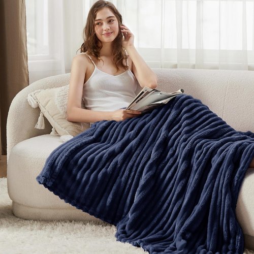 Bedsure GentleSoft Navy Blue Fleece Blanket - Cozy, Soft Throw for Couch | 50x60 Inches