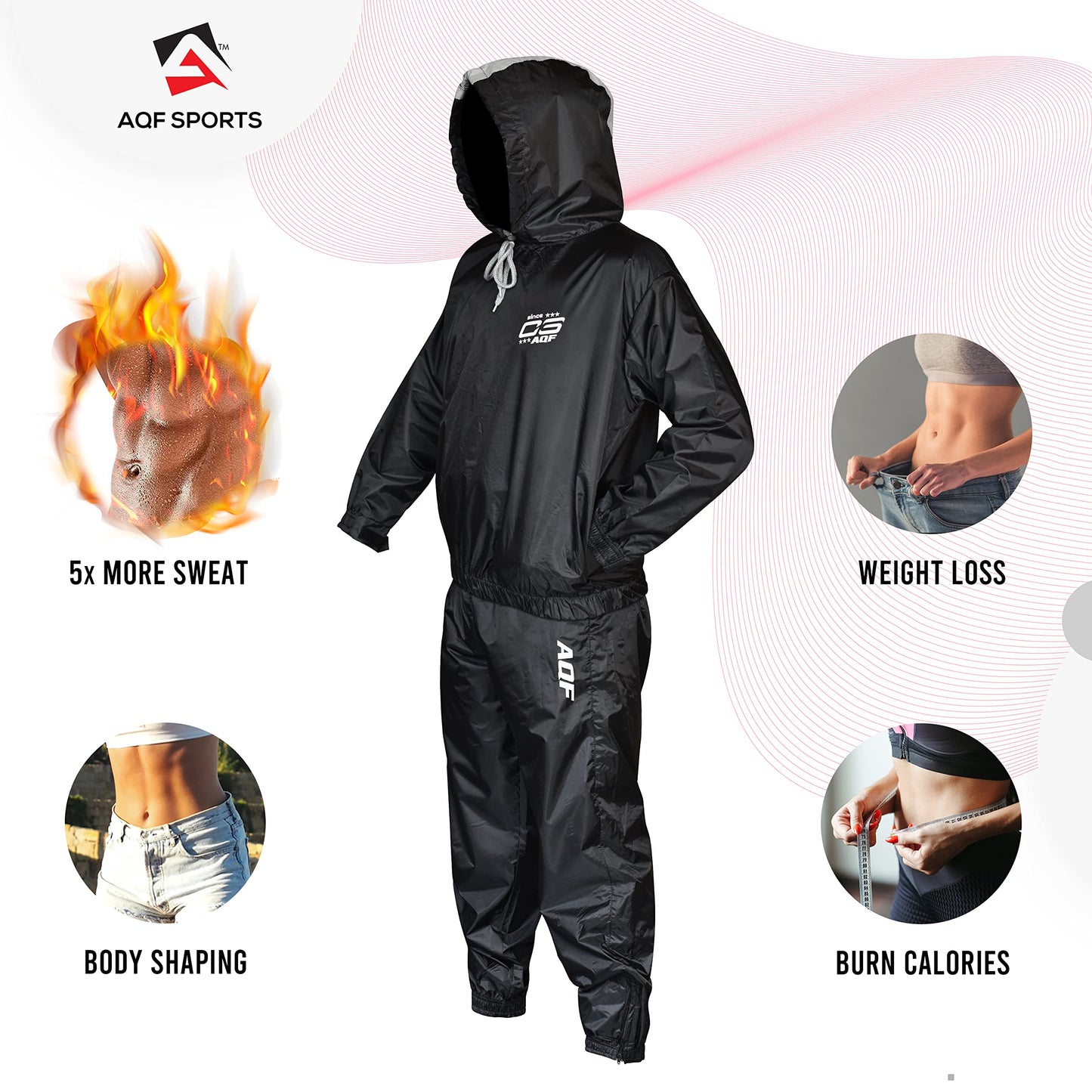 AQF Sauna Suit for Men & Women - Heavy Duty Weight Loss Sweat Suit Fat Burning- Full Body Slimming Exercise Track Suit for Boxing, MMA, Fitness & Gym Workouts