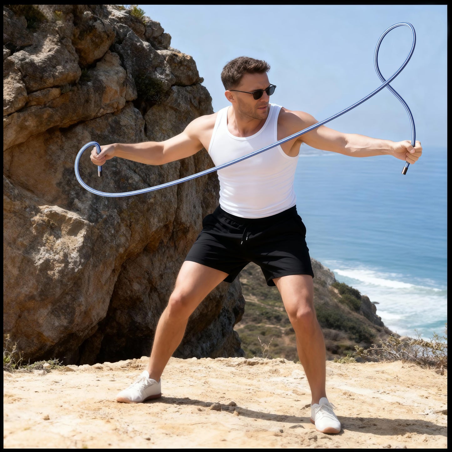 Flow Rope Weighted Fitness Jump Rope for Women Men Workout, Adjustable 1.5LBS Heavy Rope for Adult Exercise, Mobility & Coordination Training Home Gym & Outdoors, Gift Ideas