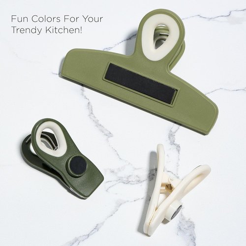 COOK WITH COLOR Bag Clips - Heavy-Duty Chip Clips with Air-Tight Seal Grip | Sage, Pack of 8
