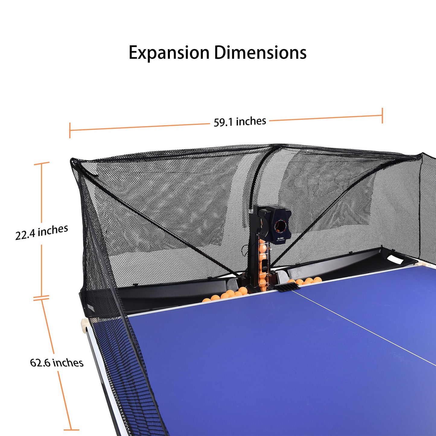WAYMARK Table Tennis Robot Machine Ping Pong Robot with Net S6PRO Ping Pong Machine for Training Practice Come with 100 40mm+ Balls