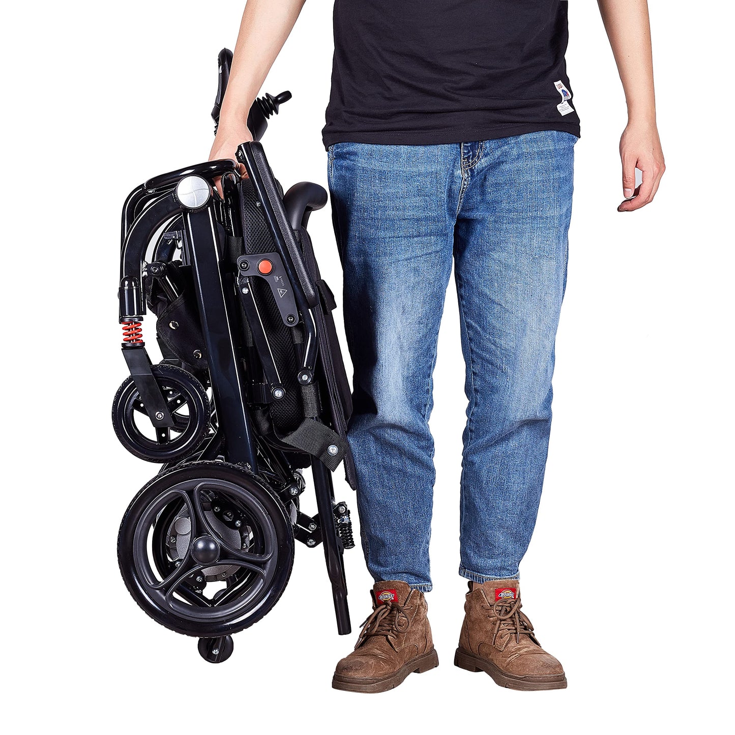 Rubicon DX07 All Terrain Foldable Electric Wheelchairs for Adults - Powerful 500W Motor - 12 mi Cruise Range - Detachable Airline Friendly Battery Supports up to 265 lbs (Black)