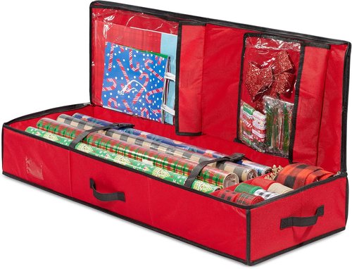 Nakior Christmas Wrapping Paper Storage Container - Organize Up to 24 Rolls | Durable 600D Oxford Fabric