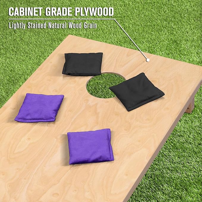 GoSports Regulation Size Wooden Cornhole Set with Natural Wood Finish - Includes Carrying Case
