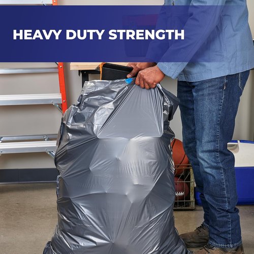 Hefty Steelsak Heavy Duty Trash Bags - Unscented 39 Gallon | Large 30 Count Pack in Gray