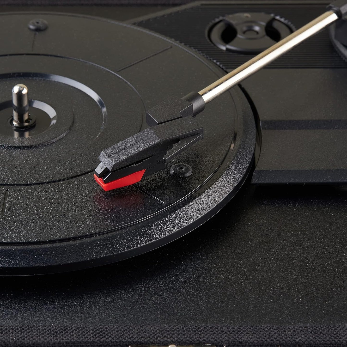 Amazon Basics 3-Speed, Portable Suitcase Vinyl Turntable Record Player with Built-in Stereo Speakers, Belt Drive