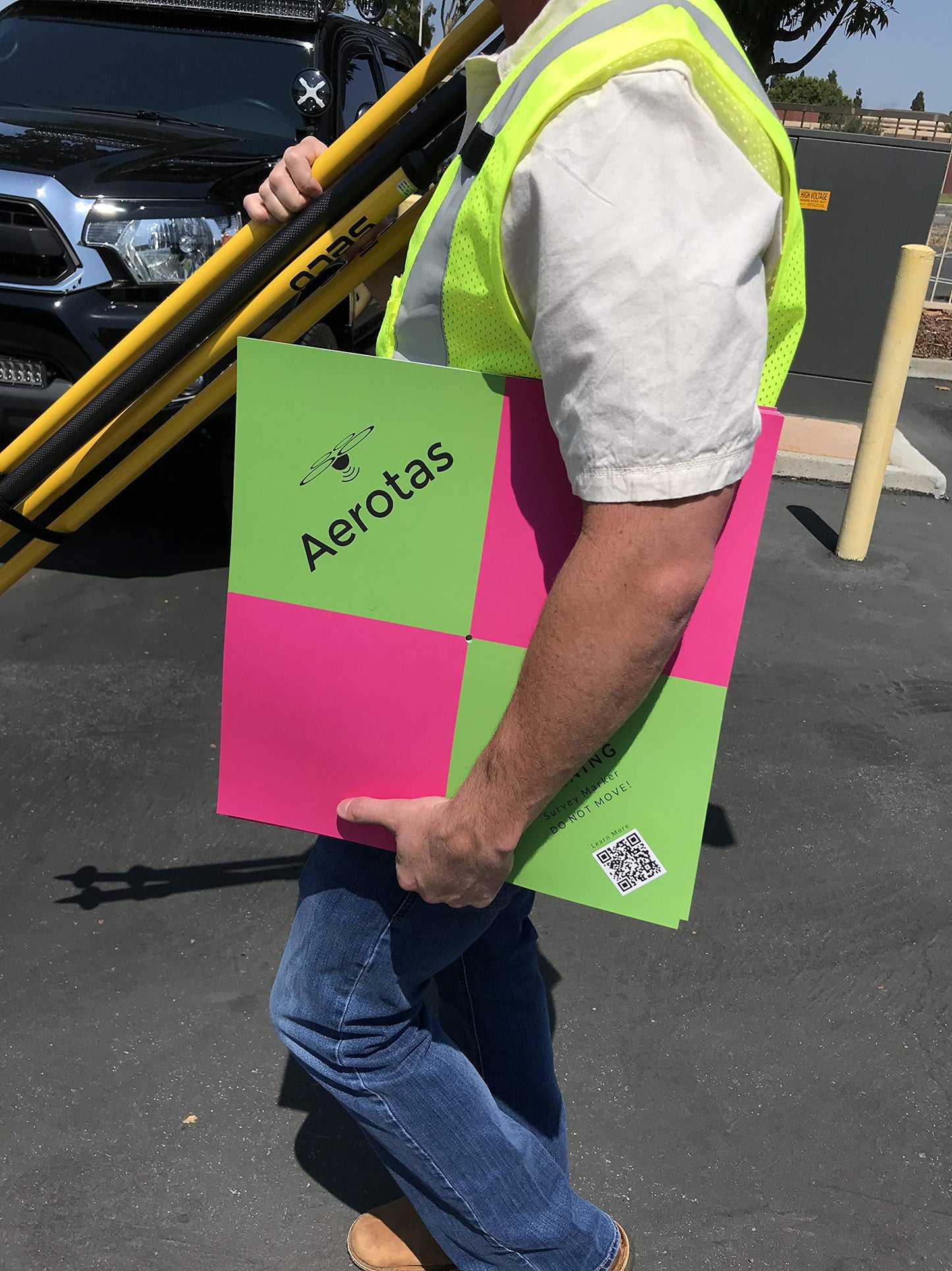 UAV Ground Control Points (GCPs)/Disposable Aerial Targets for Aerial Mapping & Drone Surveying (Pink & Green) (100 Pack)