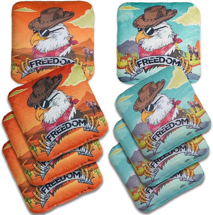 EunHo Cornhole Bags Regulation Dual Sided Set of 8, Professional Cornhole Bean Bags Slick & Sticky Side Bags with Carry Bag