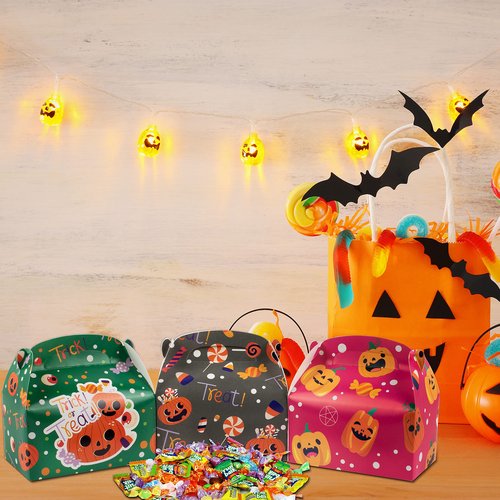 JOYIN 24 Pcs Halloween Candy Boxes with Repetitive Patterns, Kids Halloween Goodie Gable Boxes for Trick-or-Treating, Halloween Party Favors, Halloween Snacks, Event Party Supplies