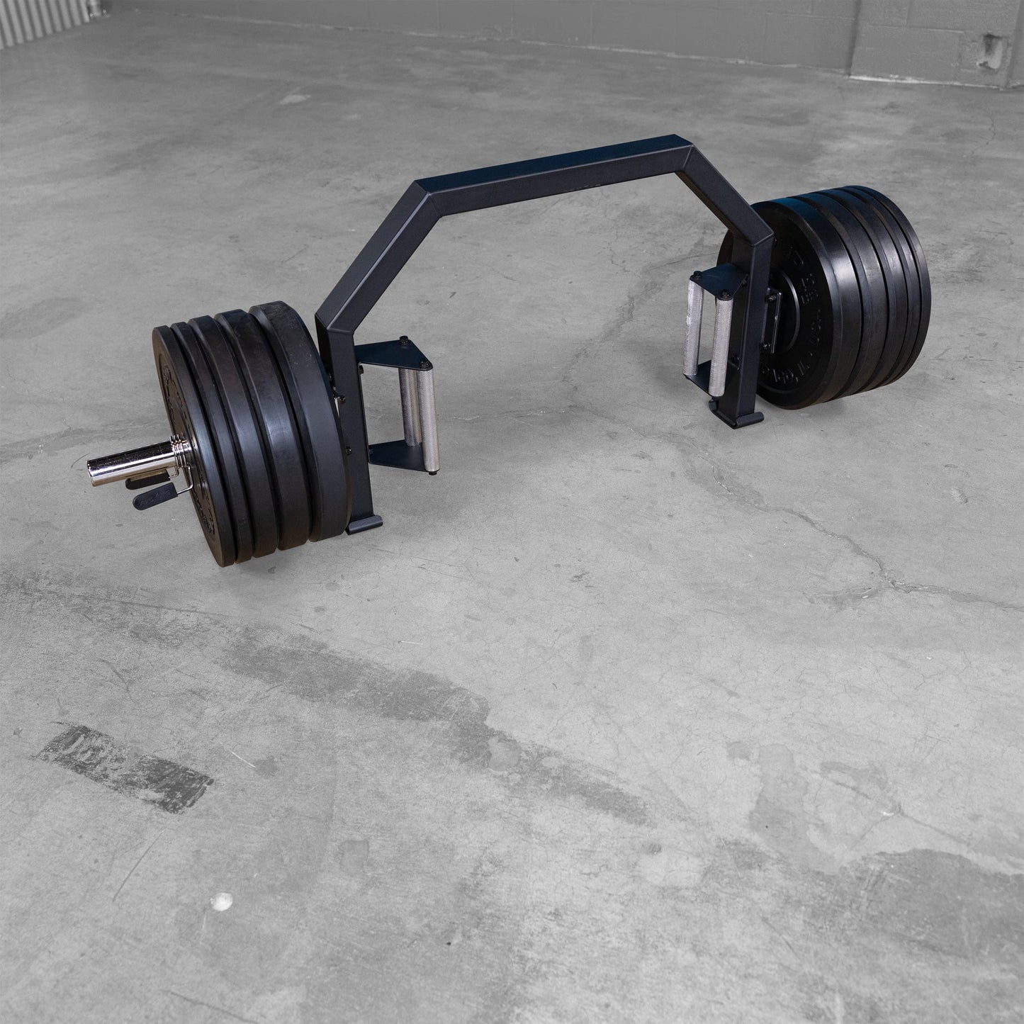 Body-Solid (OTB100) Olympic Shrug Bar - Hex Barbell for Weight Lifting, Deadlifts Barbell Ideal for Hex Bar Deadlift Workouts, 100lbs. Weights Plate Capacity (Midnight Black)