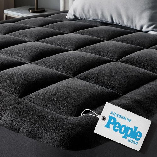 Niagara Ultra Soft Mattress Topper - Viscose Bamboo Pillow Top for Back Pain Relief | Queen Size, Black