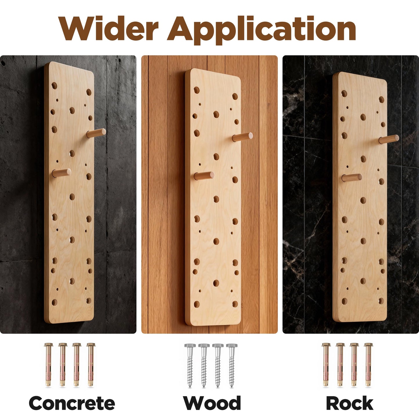 ironvib Extra-Thick Birch Climbing Peg Board for Wall Mounting, Heavy-Duty Wooden Climbing Board with Beech Grips & Rock Climbing Hold Inserts for Indoor Home Gym