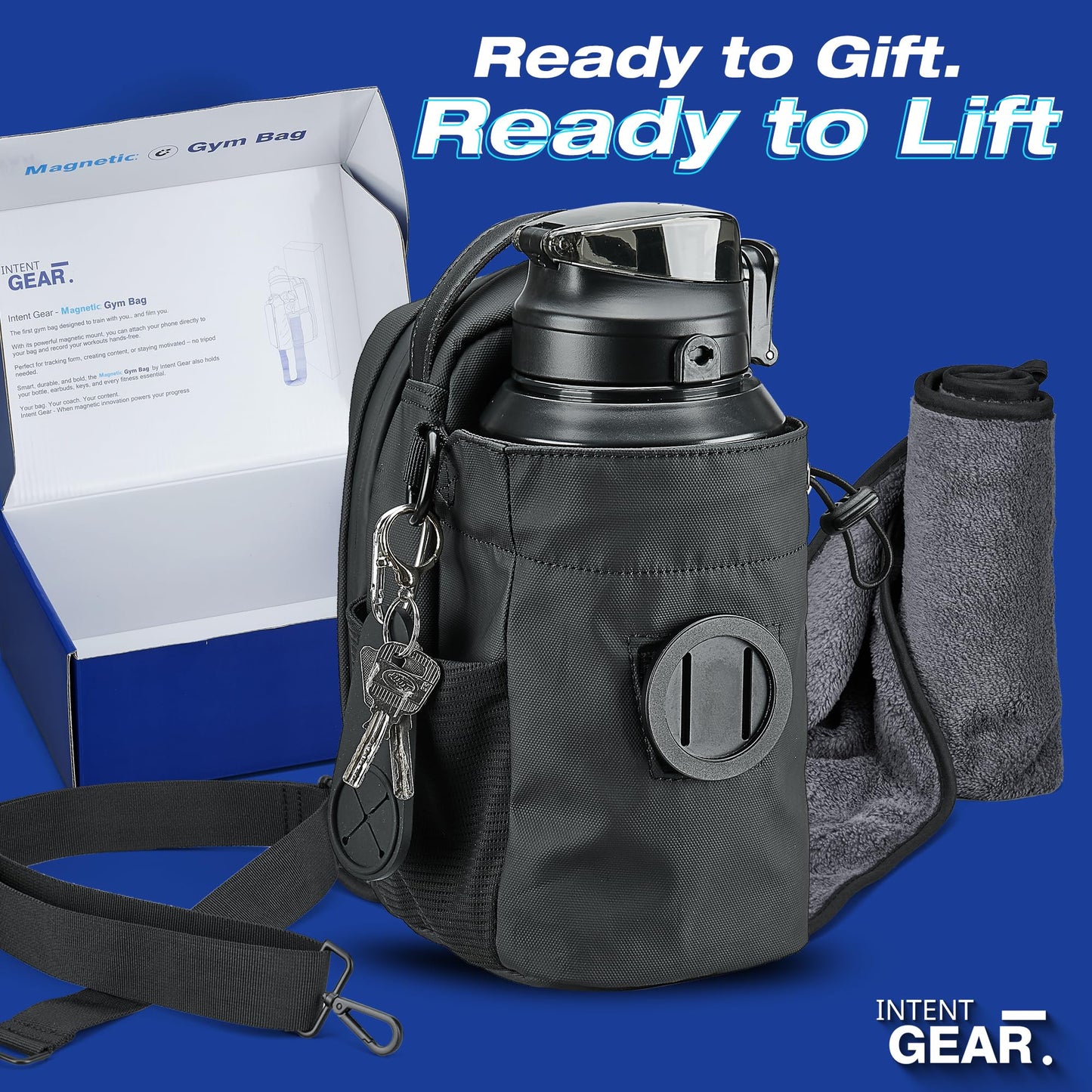 Magnetic Gym Bag with Magnetic Phone Holder for Sports Lovers - Strong Magnet Attaches to Exercise Equipment - Holds Water Bottle, Smartphone & Gear - Gym Must Haves for Influencer Videos