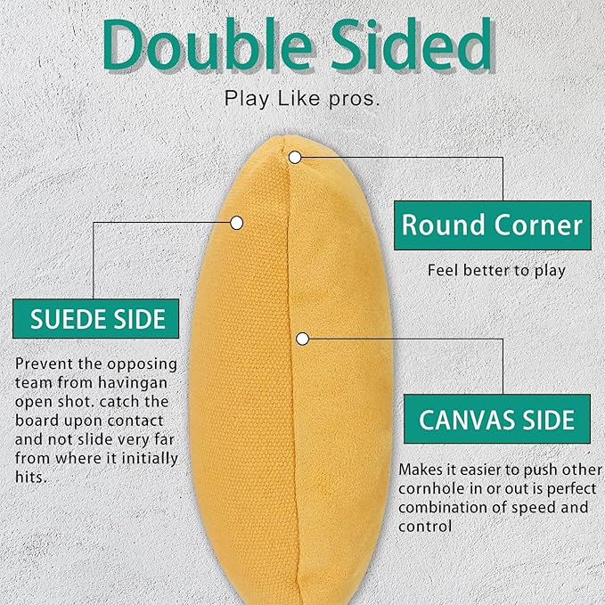 EunHo Dual Sided Cornhole Bags Regulation Set of 8 Professional Cornhole Bean Bags Slick and Stick for Tossing Game-All Weather
