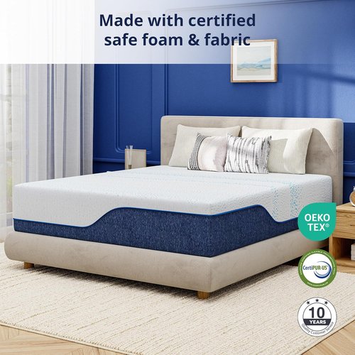 EGOHOME 14-Inch Queen Mattress - Gel Memory Foam, Charcoal Infused, CertiPUR-US Certified | Machine Washable Cover, Medium