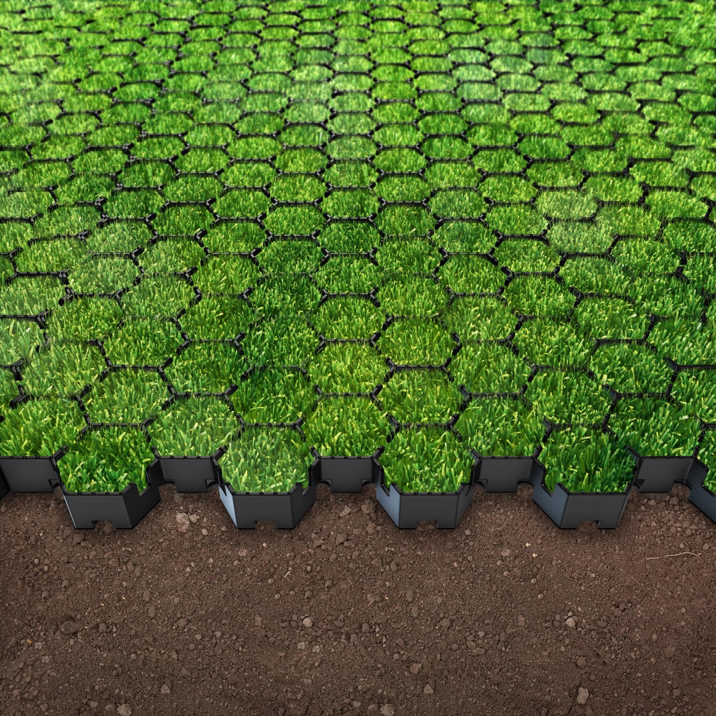 Vodaland Permeable HexPave System - Grass & Gravel Pavers - 100% Recycled PPE Plastic, Handles 27,000 lbs, 1" Depth, 65 s.f / 22 Units