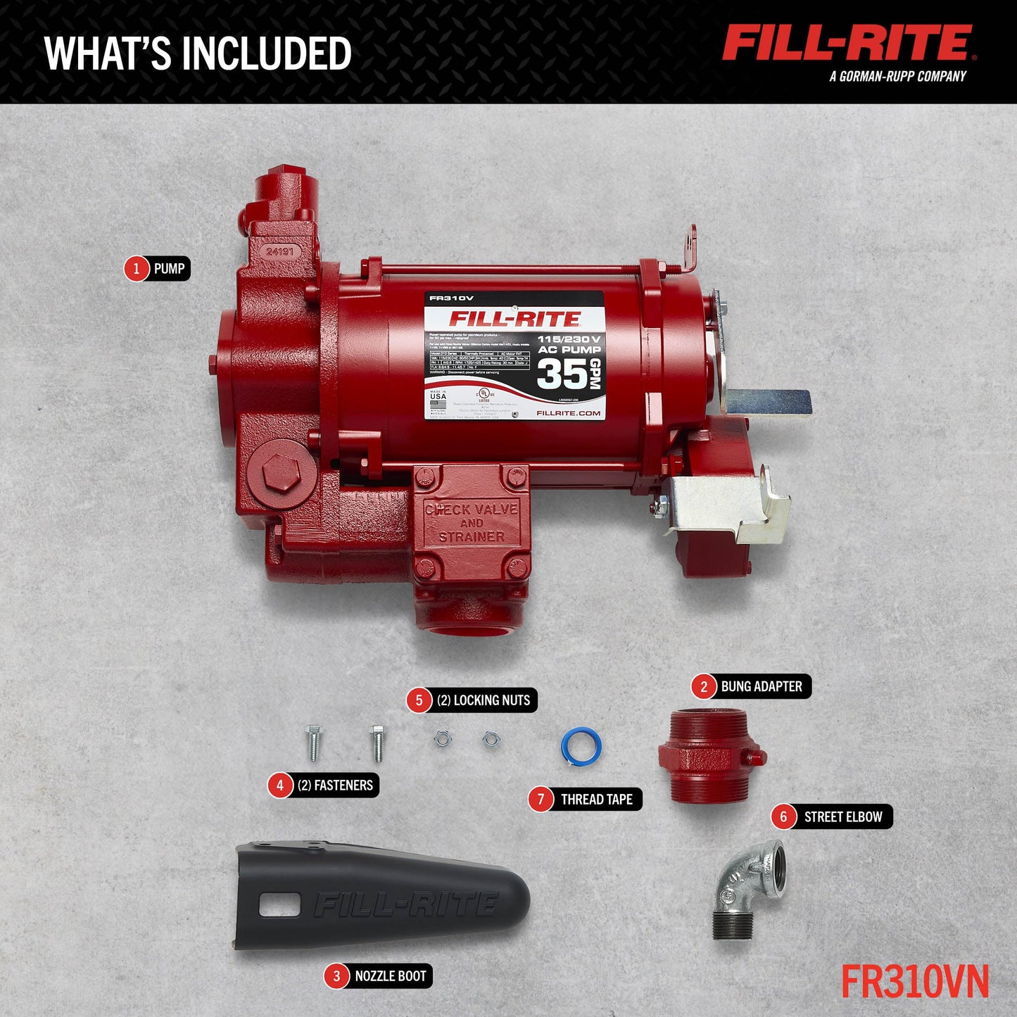 Fill-Rite FR310VN 115V/230V 35 GPM Fuel Transfer Pump (Pump Only)