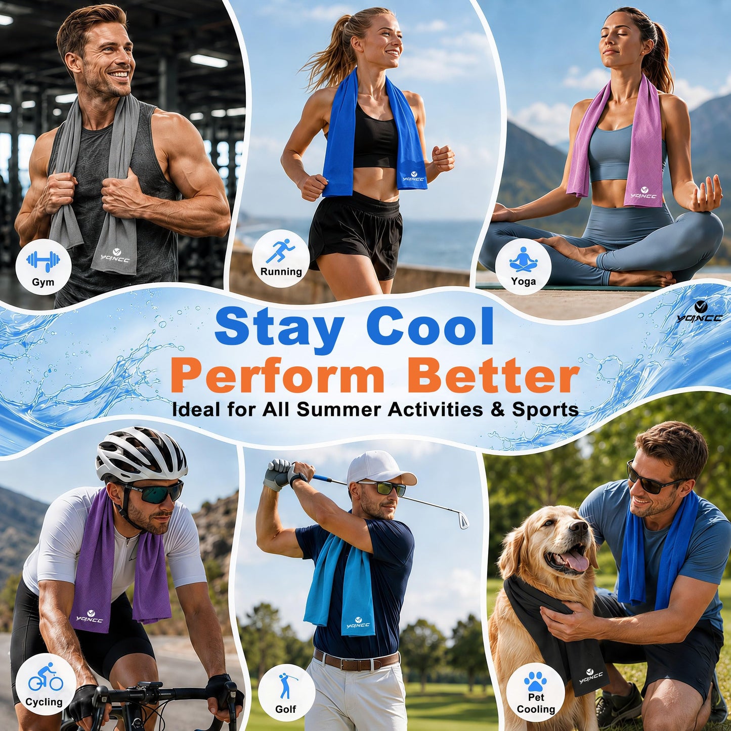 YQXCC Cooling Towels | 4 Pack 40"x12" | Cool for Neck | Microfiber Soft Breathable Chilly for Sports, Yoga, Golf, Gym, Camping, Running, Workout & More Activities