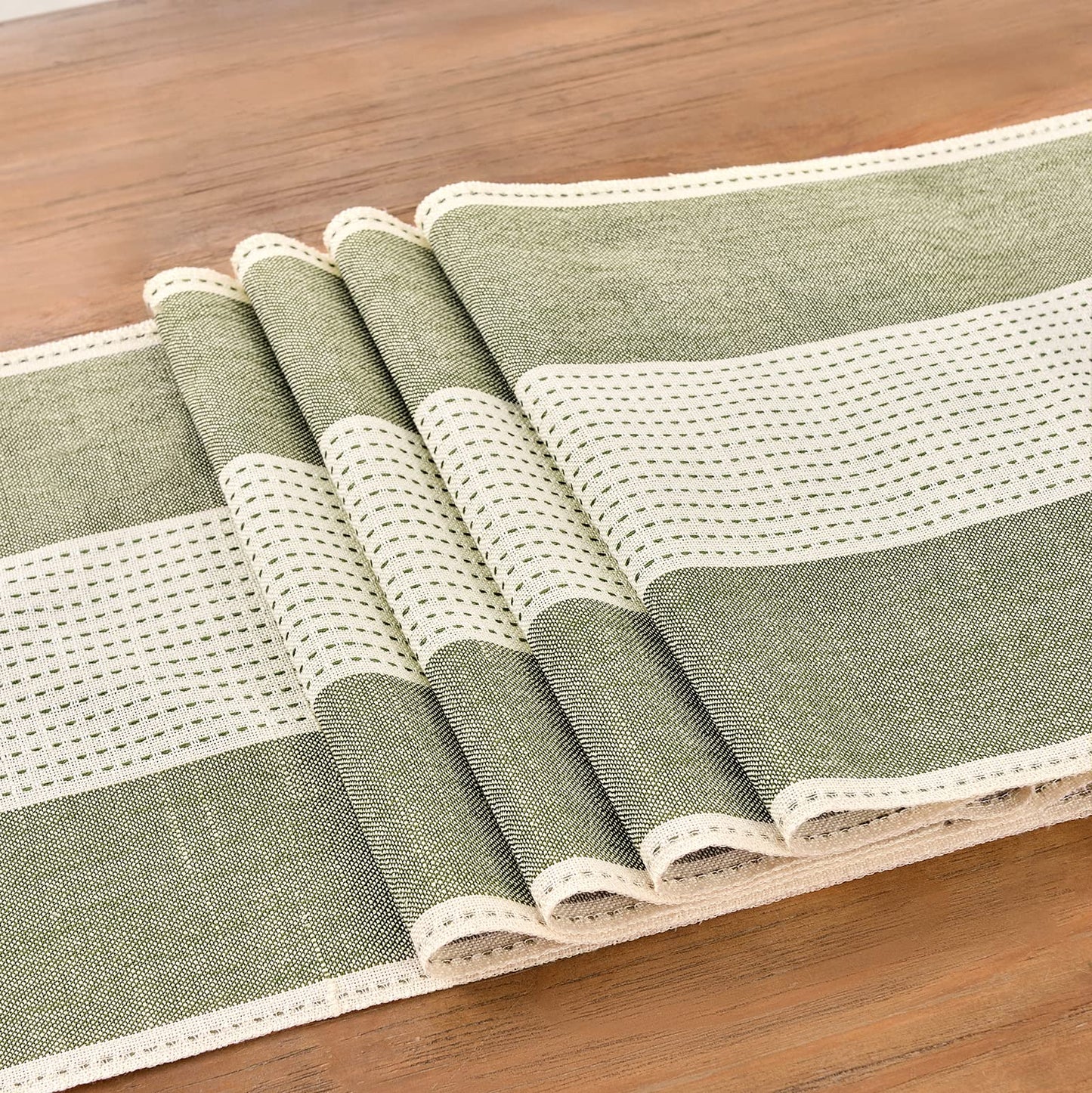 Wracra Linen Table Runner, Farmhouse Macrame Table Runners 108 Inches Long for Dining Table Decor, Wedding, Party and Dresser Decor (Sage Green,108")