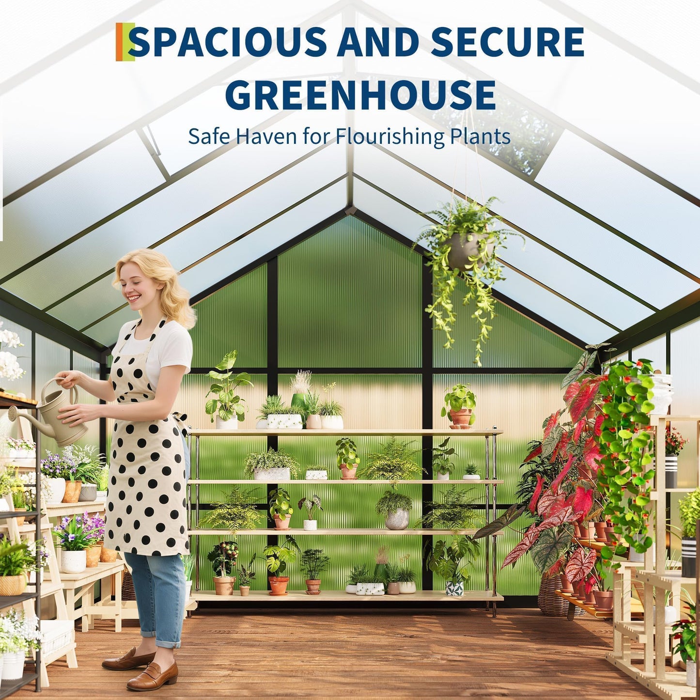 Greenhouse, 6x10 FT Greenhouse for Outdoors, Walk-in Green House with Ground Nails and Vent Windows, Sliding Lockable Door, Polycarbonate Greenhouses for Outside Garden Backyard, Quick Setup, Black
