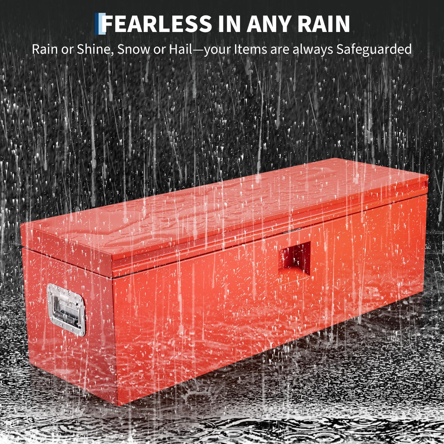 GarveeLife Heavy Duty Steel Truck Bed Toolbox – 36x15in Waterproof Storage Chest with Dual Hydraulic Levers, Lock & Keys, Garage & Workshop Organizer for Pickup, RV, Trailer – Red - MHL