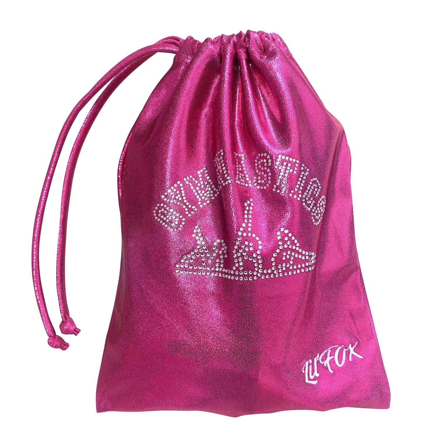 LIL'FOX 8"x10" Drawstring Gymnastics SMALL GRIP BAG 26x20cm - Lightweight Bag for Personal Equipment - Shiny Foil Rhinestones