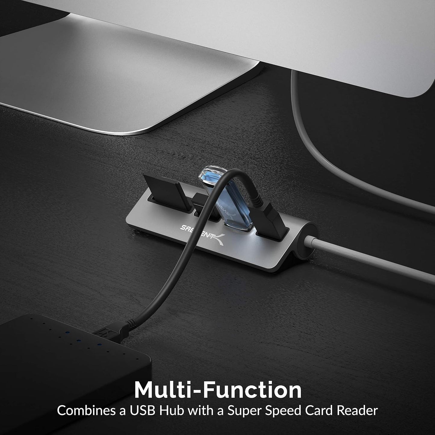 SABRENT 3.0 5-in-1 3 3.0 (HB-U3CR) USB-C Hub, USB SD Card Reader, SD & TF Dual Slot + USB Hub Portable Compatible