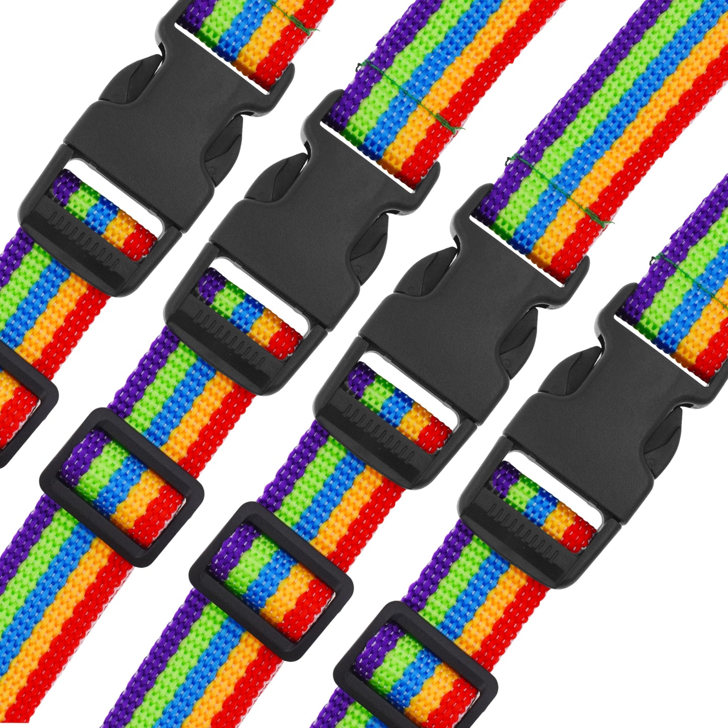 Mandala Crafts 4 PCs Rainbow Adjustable Bag Buckle Straps Belt with 1 Inch Quick Side Release Clips 86 Inch Nylon Webbing – Utility, Packing, Suitcases, Sleeping Bags, Backpacks, Luggage Straps