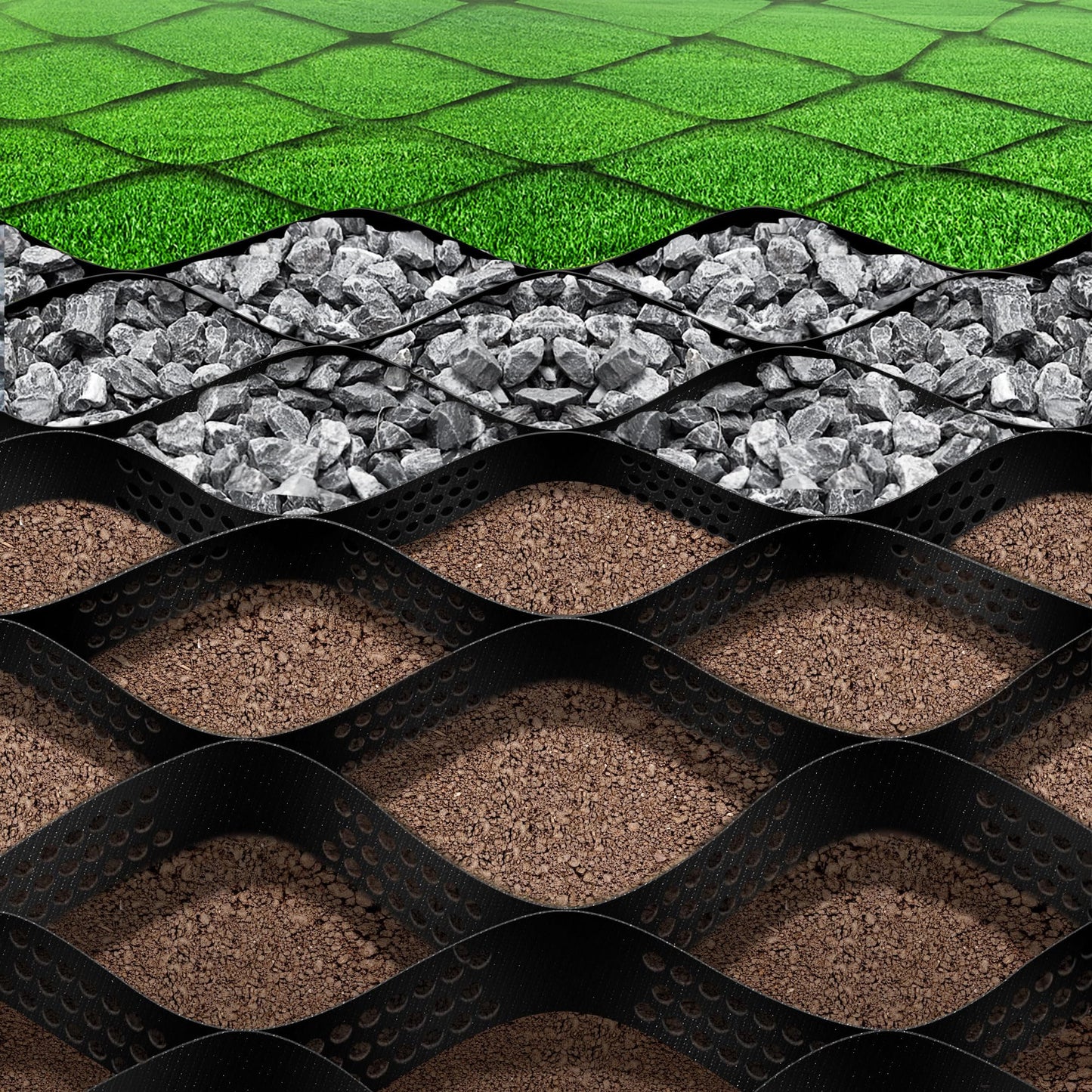16.4 x 9.8 Ft 160 Sq ft Gravel Ground Grid, 2 Inch Depth Geo Grid Driveway Stabilization Grids, Gravel Geocell Retainer Grid for Garden Landscaping Parking Lots Driveways Slopes