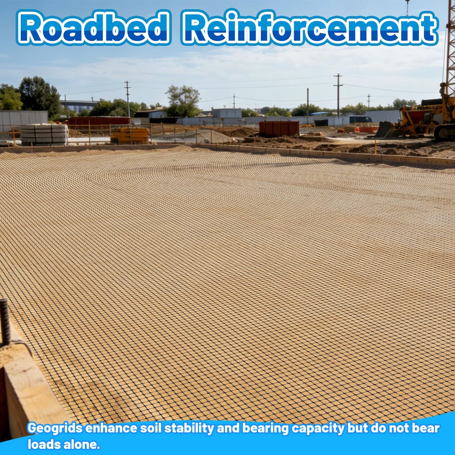 3 Ft x 164 Ft Geogrid for Retaining Wall, Bi-Directional Geo Grid Roll with Gloves, HDPE Geogrid for Gravel Driveway, Subgrade Reinforcement, Slope & Soil Stabilization, Erosion Control