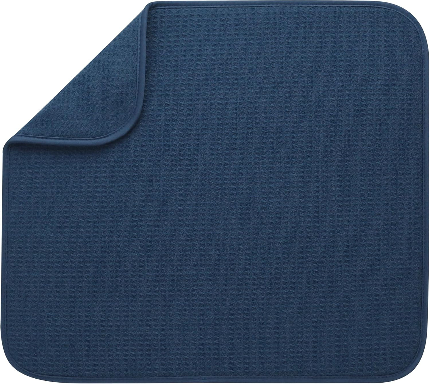S&T INC. Dish Drying Mat - Absorbent Microfiber Kitchen Counter Pad, 16” x 18”, Navy Color