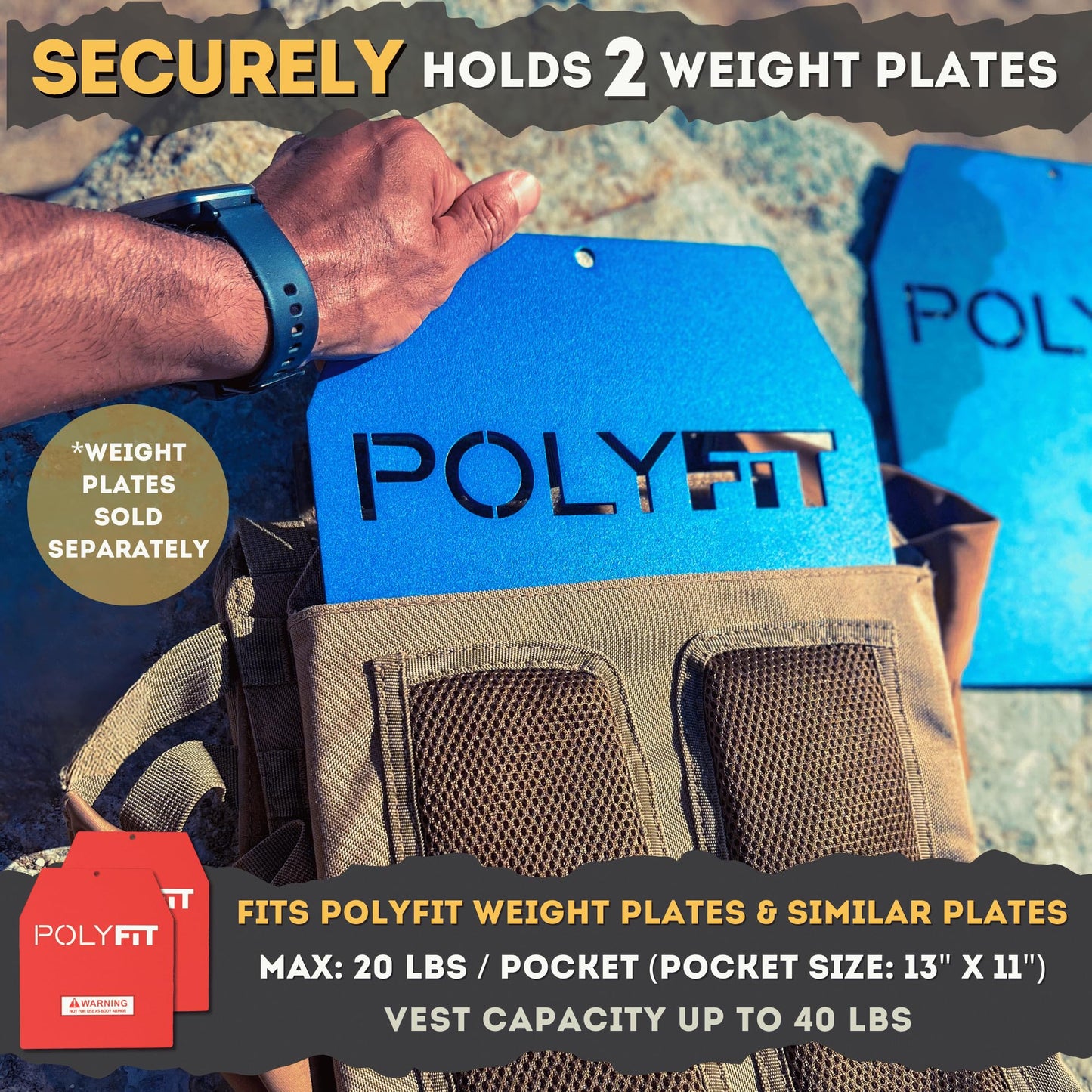 Polyfit (Fortify) Weighted Vest for Strength and Endurance Training, Fitness Workouts, Running, WODs - CAMO