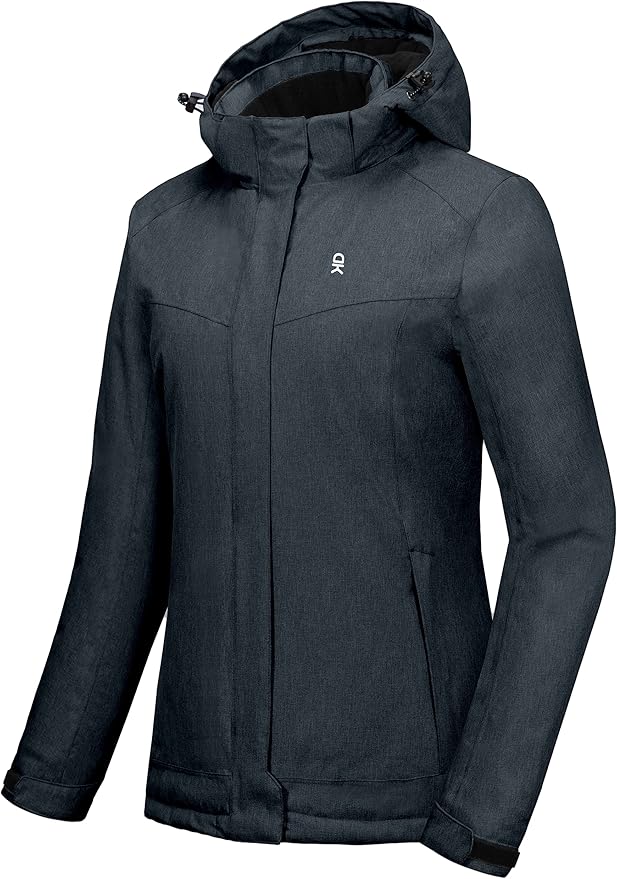 Little Donkey Andy Women's Waterproof Hiking Skiing Jacket with Removable Hood, Fleece Lined Winter Warm Rain Coat