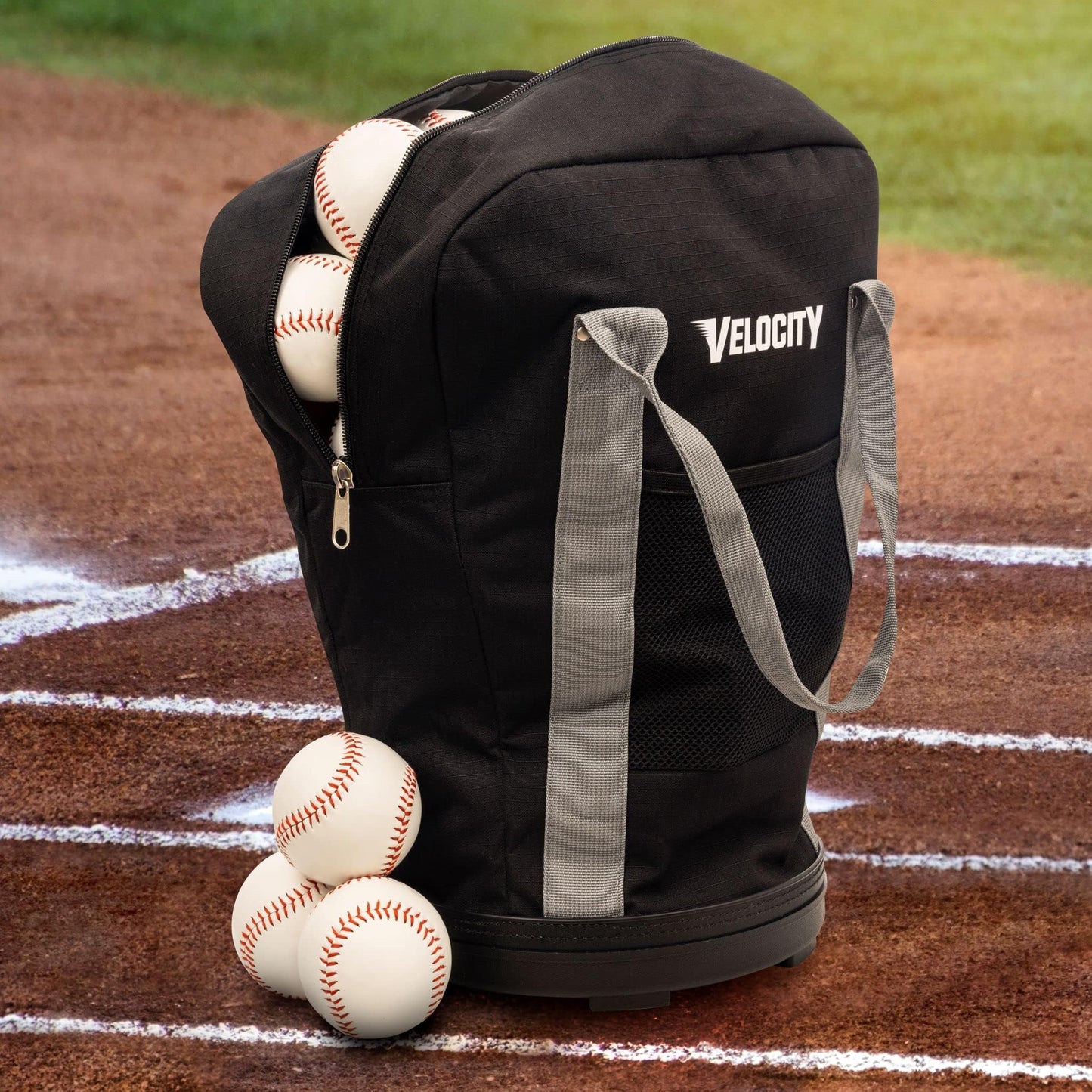 Velocity Heavy Duty Multipurpose Ball Bag with Durable Bottom - Holds up to 60-72 Balls - Ideal for Lacrosse, Baseball, Pickleball, Tennis & More, Black