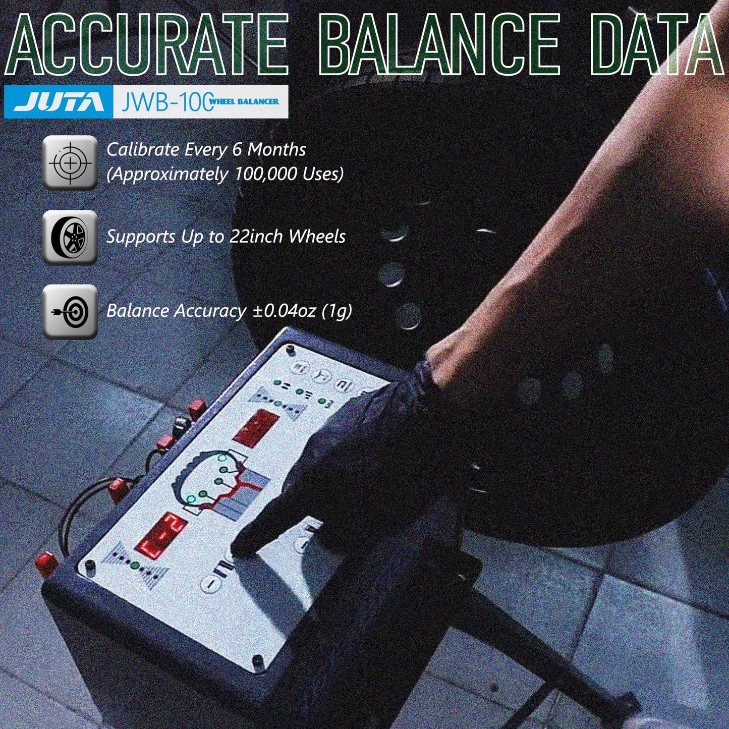 JUTA JWB-100 Portable Automotive Wheel Balancer Manual Car Tire Balancing Machine Powered by USB