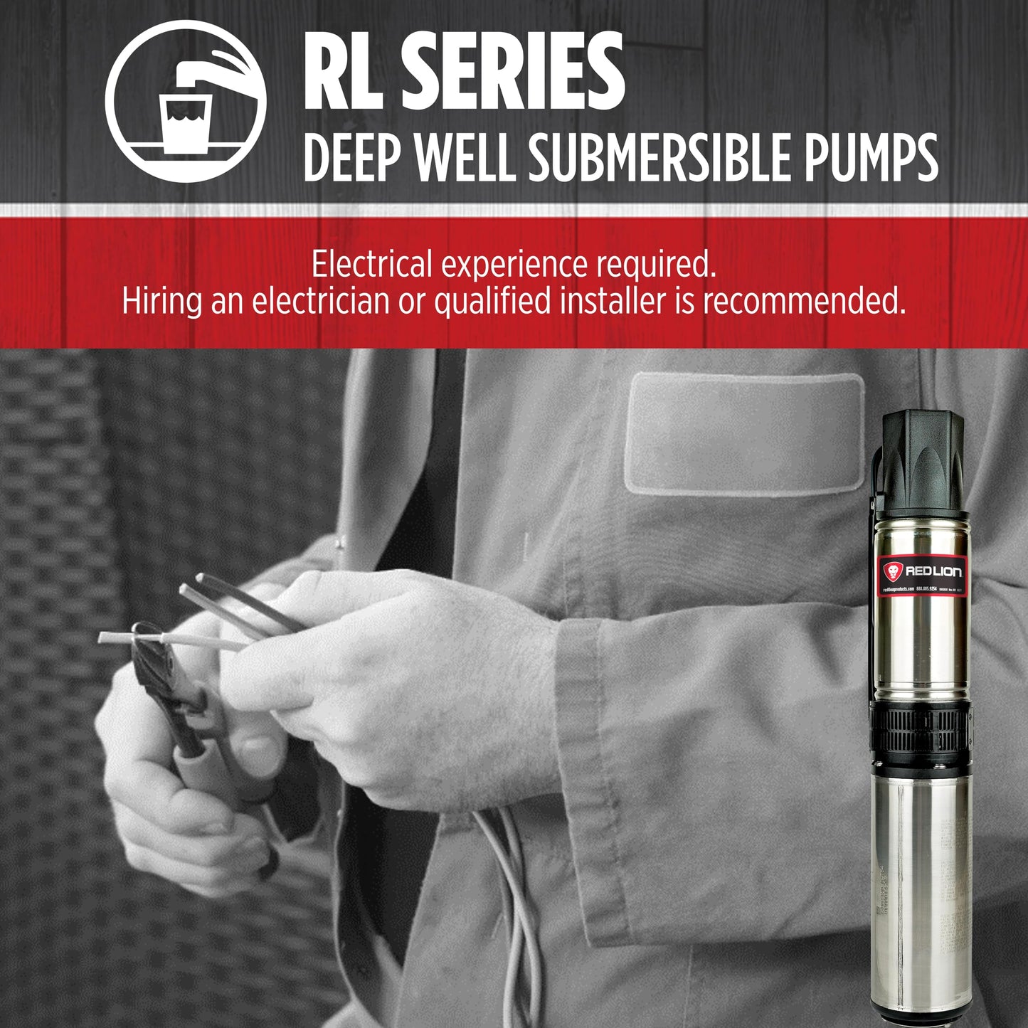 Red Lion RL22G10-3W2V 4-inch Submersible Deep Well Pump with Control Box, 1 HP, 22 GPM, 3-Wire, 230-Volt, Steel, 14942409