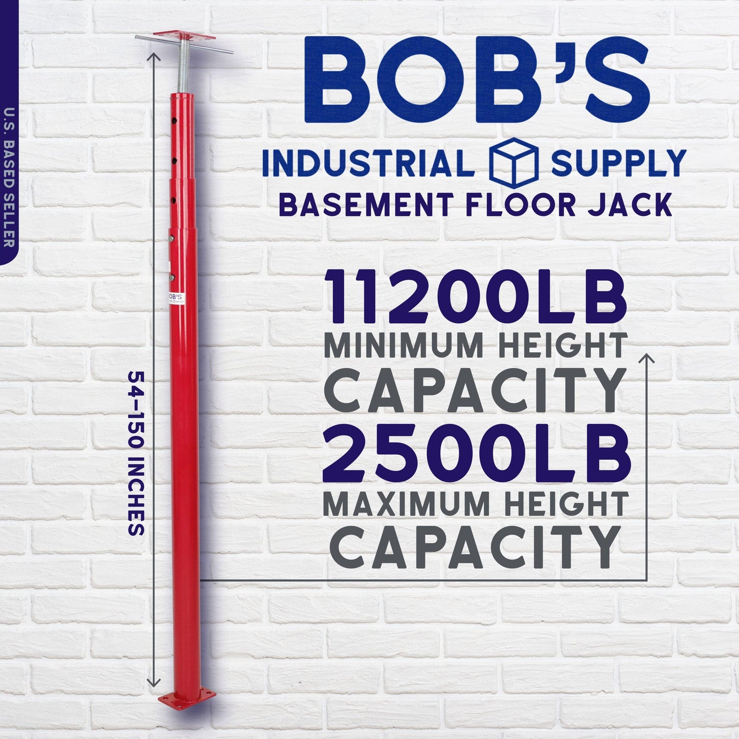 BISupply House Jacks for Leveling Crawlspace 1 Pack - 54-150 inch Adjustable Support Beam Basement Jack Post - Floor Lifting Joist Beam Brace for Cellar Ceiling - Screw Pole Jack