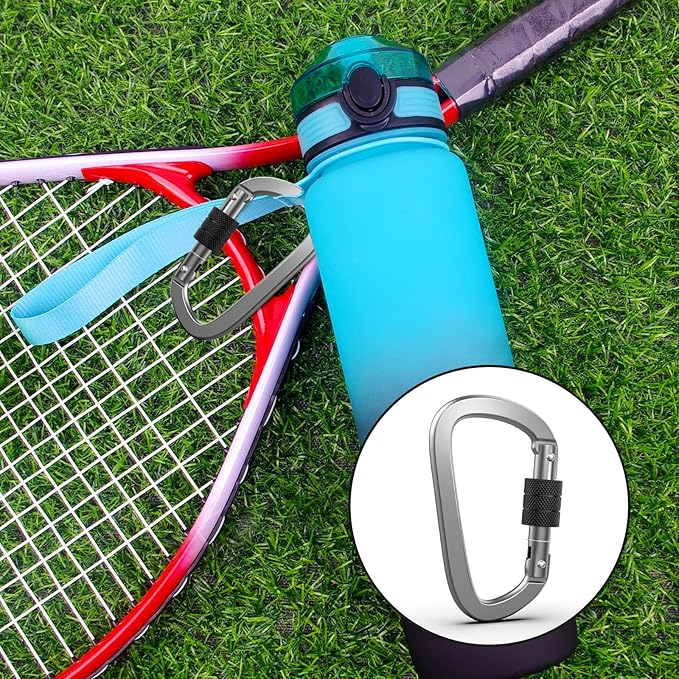 Premium Aluminum D Ring 4" Locking Carabiner Clips with Screw Gate, Set of 4, Lightweight & Durable for Hiking, Camping, Hammock, Dog Leash Harness, Keychains