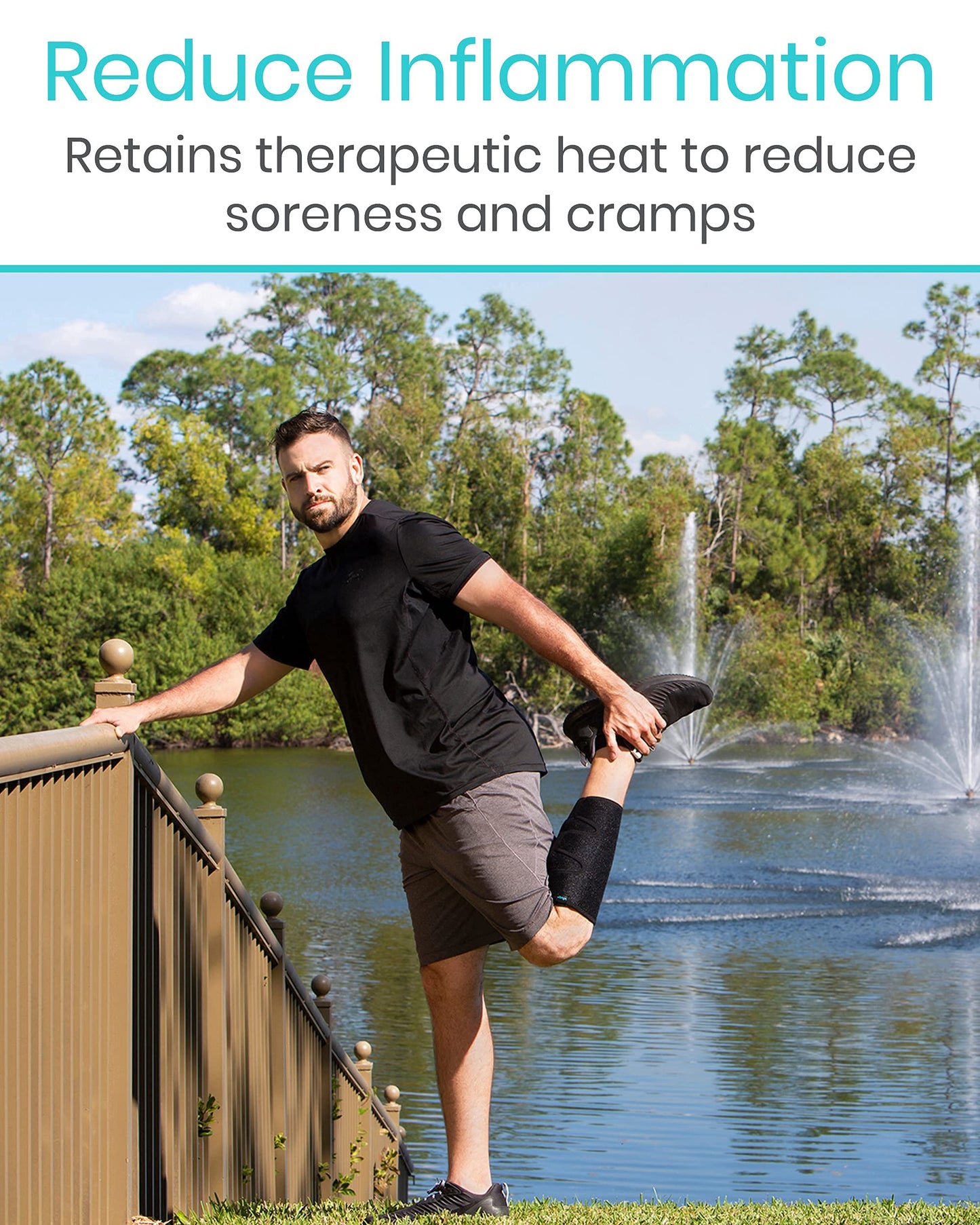Vive Calf Brace - Adjustable Shin Splint Support - Lower Leg Compression Wrap Increases Circulation, Reduces Muscle Swelling - Calf Sleeve for Men and Women - Pain Relief (Black)
