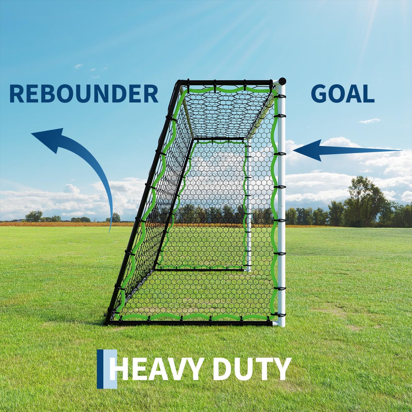 5-in-1 Soccer Rebounder Net, 7x5Ft OR 12x6Ft Soccer Goal Training, Large Ultra-Responsive Football Net for Powerful, High Low Passing, Ball Control Practice