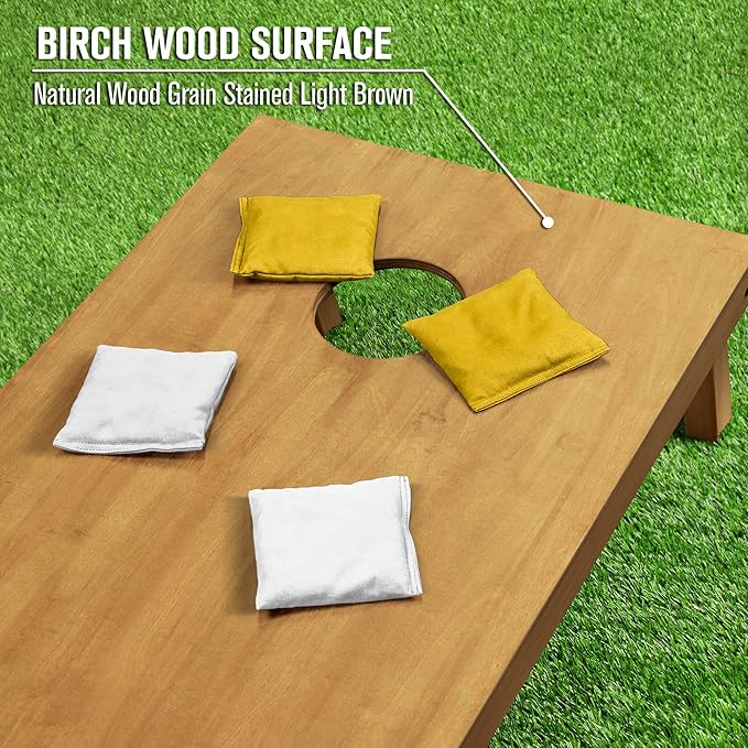 GoSports 4 ft x 2 ft Regulation Size Wooden Cornhole Boards Set - Includes Carrying Case - Full Regulation Size Bean Bag Toss Boards
