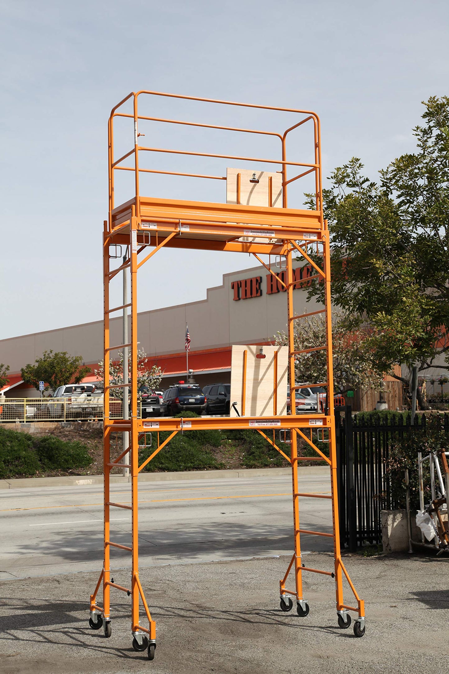 CBM Multipurpose Maxi Square Baker Style Scaffold Tower Package - 12 Feet, 1,000 Pound Capacity With Hatch Deck Guard Rail and Double U Lock