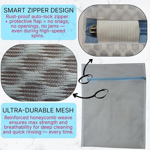 Mesh Laundry Bags for Delicates by [Brand Name] - 3 Pack (12”×16”) with Color-Coded Zippers | Protects Clothes & Breathable Honeycomb Mesh