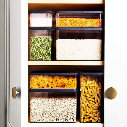 BINO Airtight Food Storage Containers - 3.6 Qt Black Kitchen Organizers for Pantry & Food Preservation