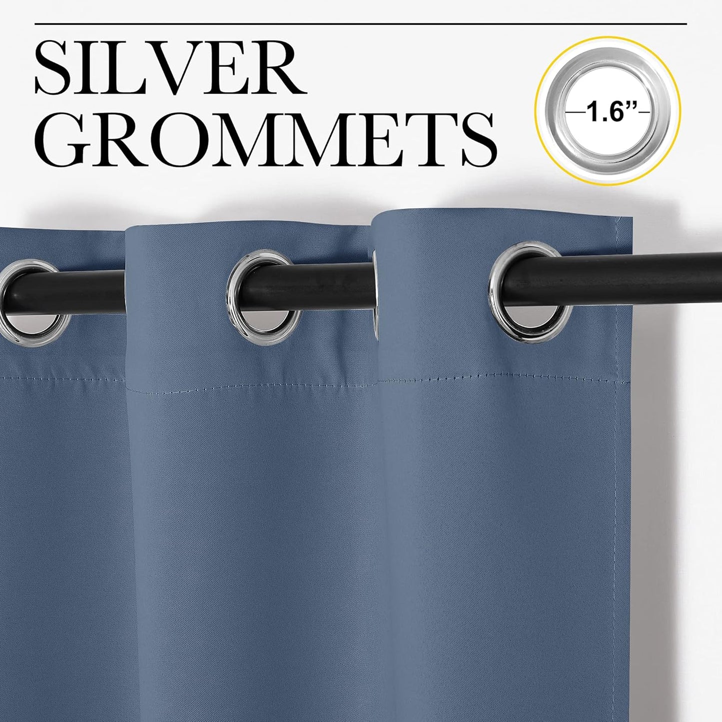 NICETOWN Room Darkening Curtain Panels - Thermal Insulated Blackout Draperies | 108" Length, Stone Blue, 2 Pieces