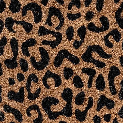 Creative Co-Op Natural Coir Double Doormat with Leopard Print, Natural