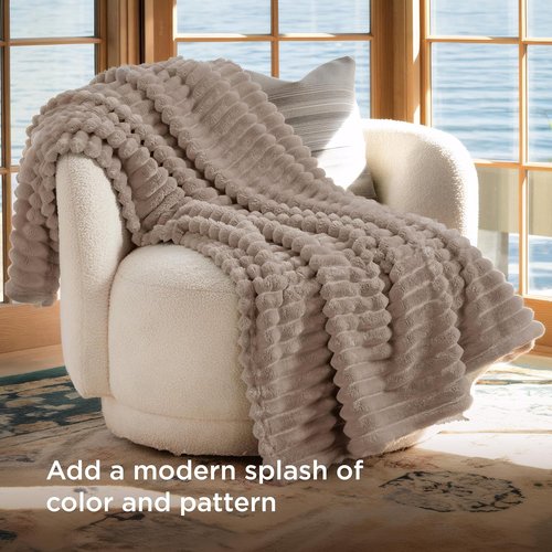 Bedsure GentleSoft Fleece Blanket - Cozy Light Brown Throw for Couch, 60x80 Inches