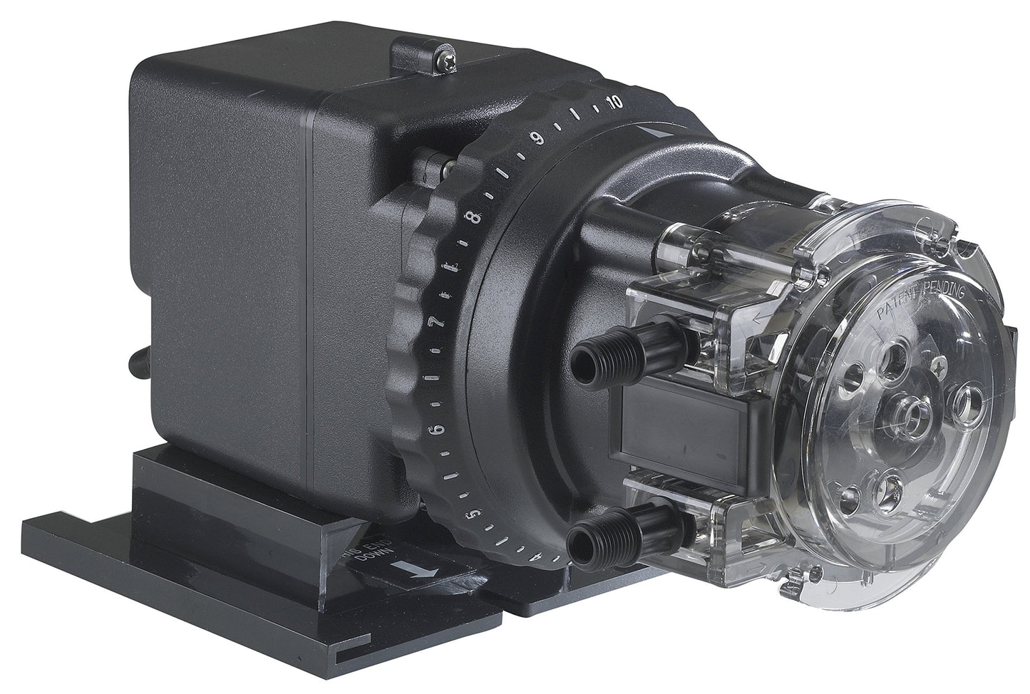 Stenner 85MJH2A2S Peristaltic Adjustable-Head Chemical Injection Pump, 0.8–17 GPD, 100 PSI, 120V, Polycarbonate, Black
