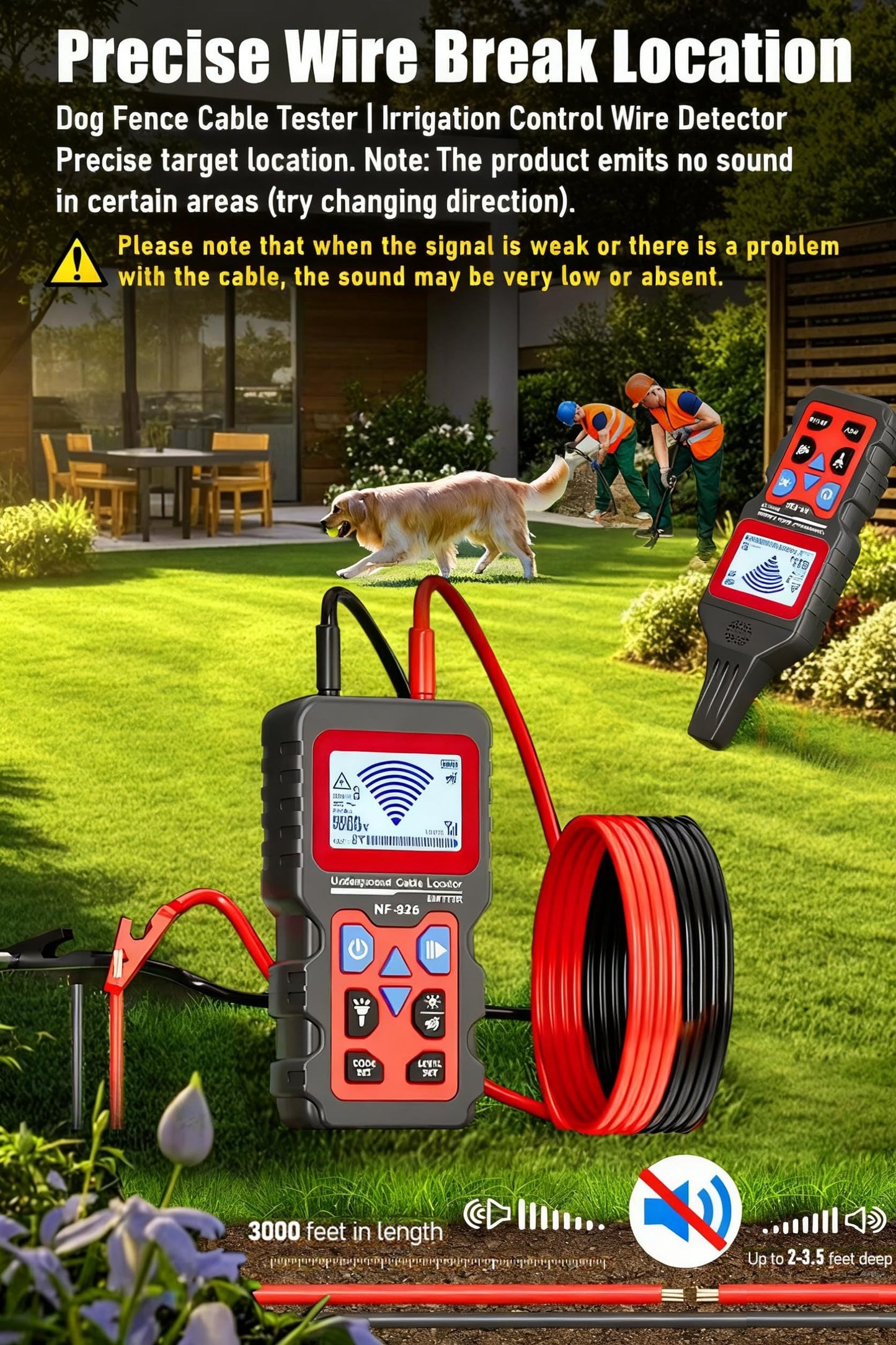 NF-826 Underground Wire Locator Circuit Tracker 12-400V AC/DC, locates Circuit Breakers, fuses, Wires, Short Circuits, Open Circuits, Ceiling/wall/Dog Fence Cables, Irrigation Control Lines